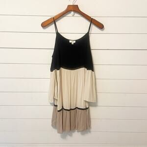 Umgee | Color Block Cold Shoulder Midi Adjustable Strap Dress Size Small